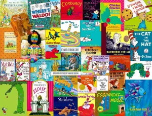 Springbok Childhood Stories 1000 Piece Jigsaw Puzzle for Adults & Kids Features Book Covers from Some of Your Favorite Childhood Stores