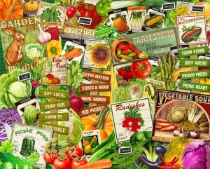 Springbok Eat Your Veggies 1000 Piece Jigsaw Puzzle for Adults - Piece Together This Garden Inspired Collage by Artist - Unique Cut Pieces