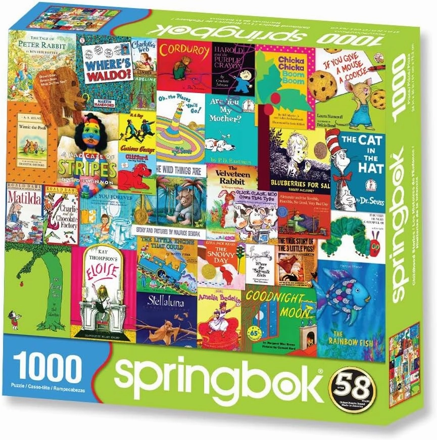 Springbok Childhood Stories 1000 Piece Jigsaw Puzzle for Adults & Kids Features Book Covers from Some of Your Favorite Childhood Stores