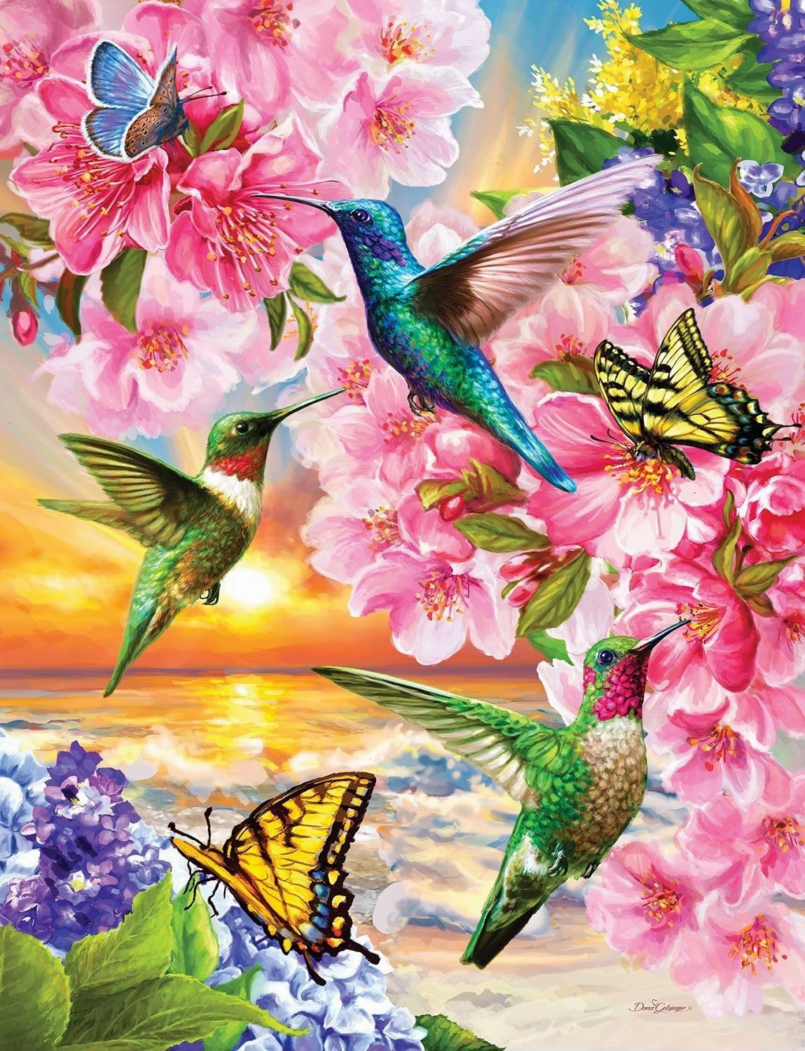 Springbok Hummingbirds 500 Piece Jigsaw Puzzle for Adults by Artist Dona Gelsinger - Made in USA - Finished Size 23.5" x 18"