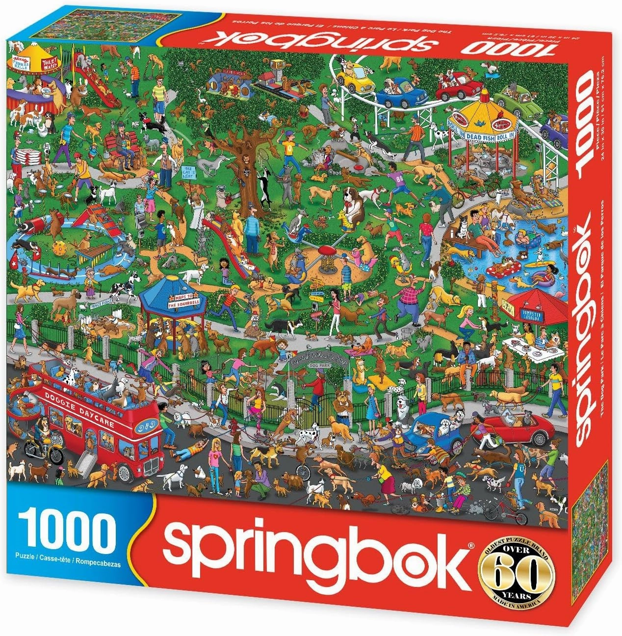 Springbok The Dog Park 1000 Piece Jigsaw Puzzle for Adults Features a Fun and Colorful Dog Park Full of Dogs and Their Antics