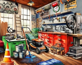 Springbok Tool Man's Garage 1000 Piece Puzzle for Adults - Colorful Garage Filled with a Handyman's Gear