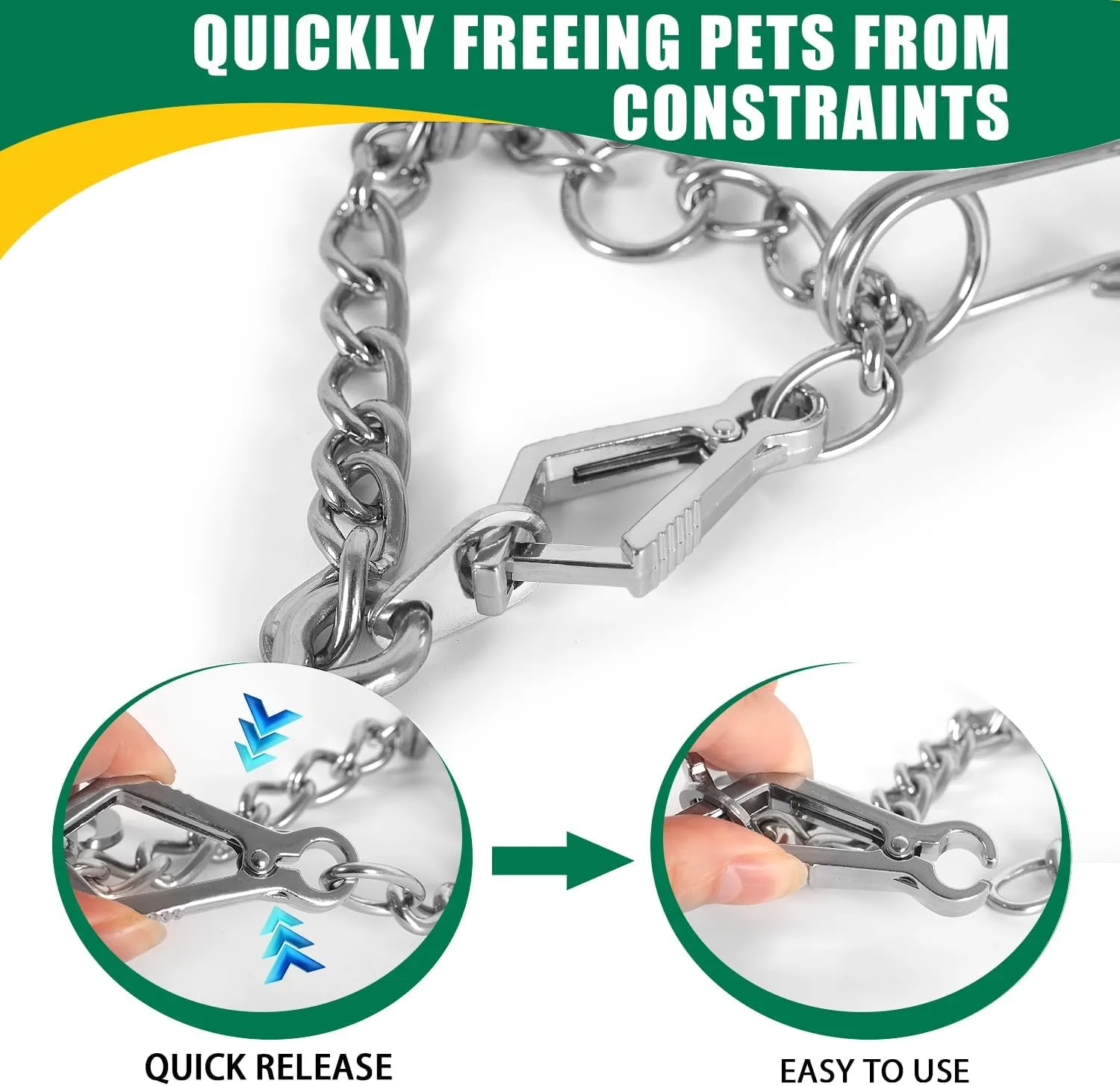 Stainless Steel Adjustable Dog Collar with Quick-Release Buckle - Heavy Duty Swivel Chain for Large Dogs, 26in x 4.0mm Secure Comfort Fit (Fits Neck up to 23in) XL