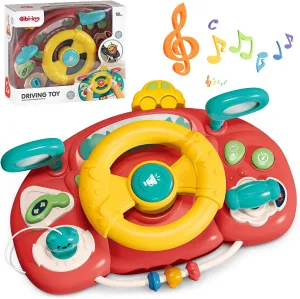 Steering Wheel Toy,Montessori Toys Sensory Toys for Girls and Boy 18 Month  Driving Toy Pull String Toy Gifts for Kids Educational Travel Toddler Toys for 2 3 4 5  Years Old (Red)