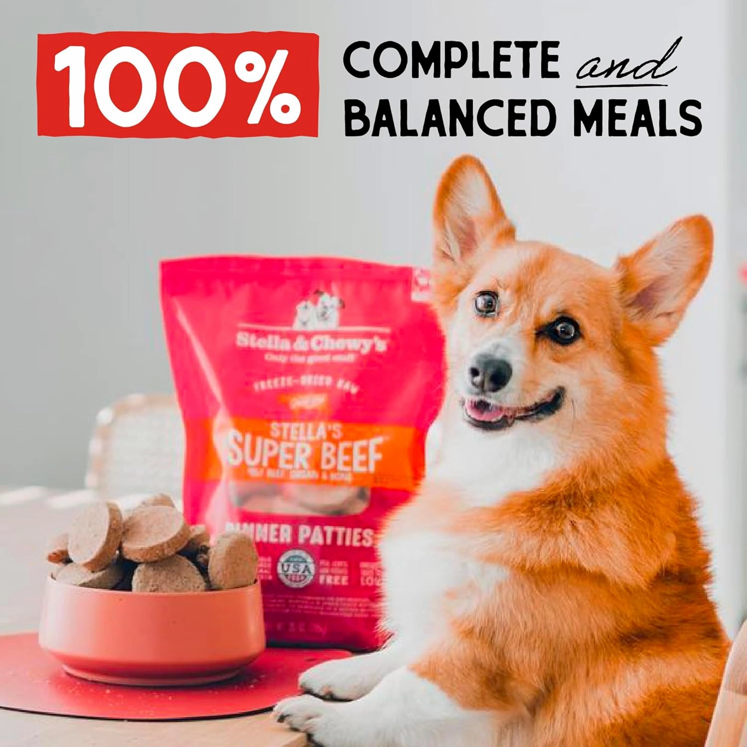 Stella & Chewy's Freeze-Dried Raw Dinner Patties - Beef Recipe - High Protein Grain-Free Puppy & Dog Food - Perfect For Picky Eaters - 25 oz