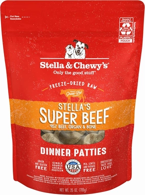Stella & Chewy's Freeze-Dried Raw Dinner Patties - Beef Recipe - High Protein Grain-Free Puppy & Dog Food - Perfect For Picky Eaters - 25 oz