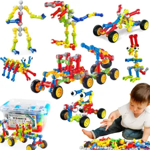 STEM Building Toys for 3 4 5 6 7 8 Year Old Boys Girls, 125 Pcs for 5 Year Old Building Blocks Educational STEM Kit Learning Creative Toys for 3-5 4-8 5-7 6-8 Kids, Birthday Gifts for Kids