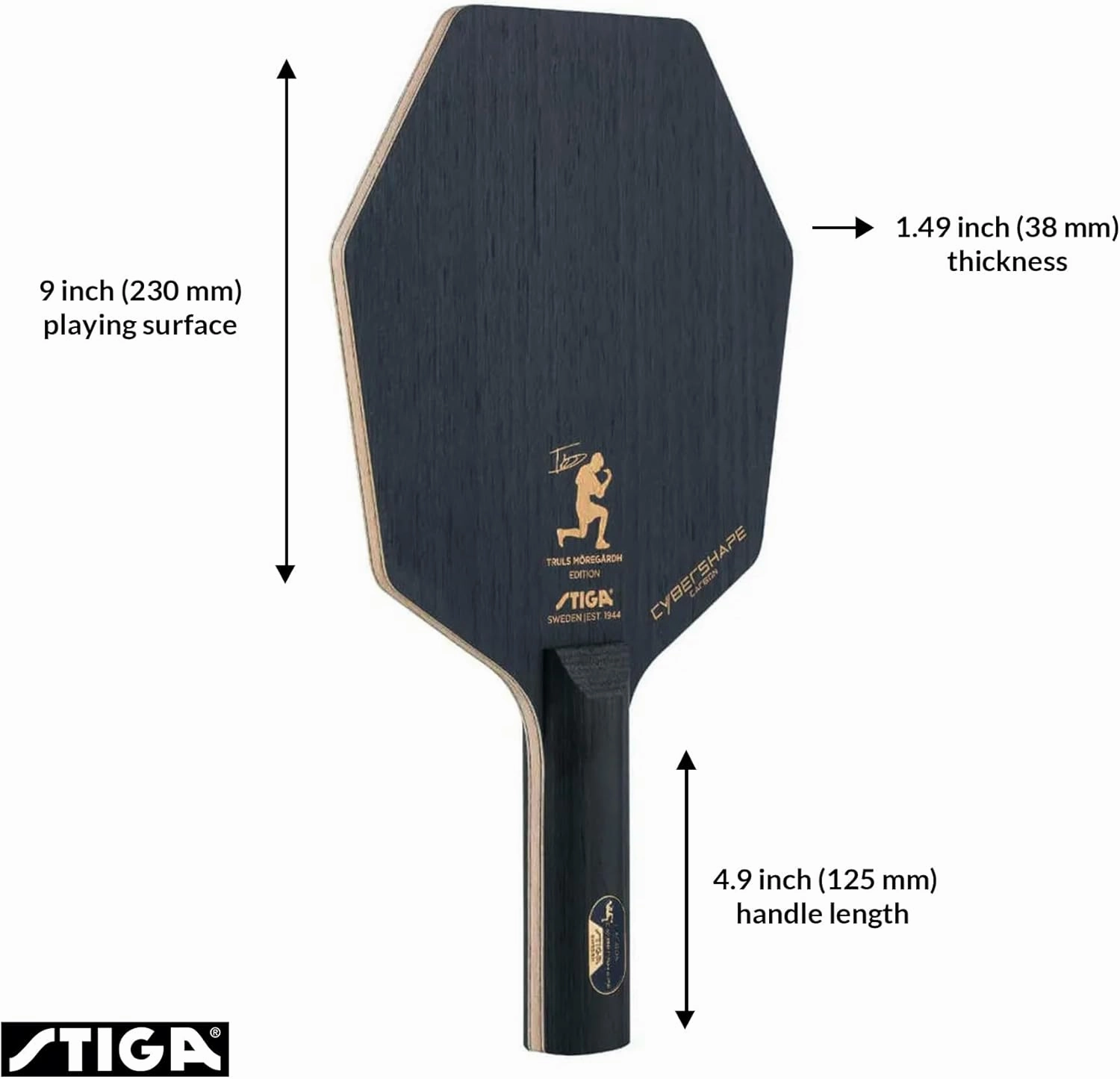 STIGA Cybershape Carbon CWT Truls Edition Table Tennis Blade with Custom Weight Technology I Superior Control & Enhanced Grip for Offensive Play