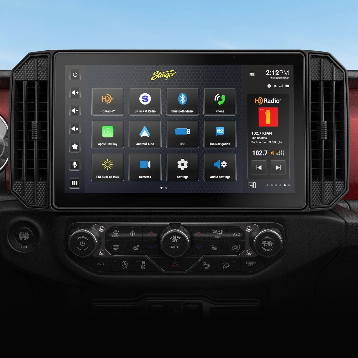 Stinger HORIZON12 12.8" Wrangler JL(2018-23)/Gladiator JT(2020-23) Stereo 1080p Full HD IP65 Touchscreen Radio, Certified Wireless Apple CarPlay/Android Auto, Bluetooth, HDMI, Off-Road Gauges, Cam/USB