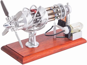 Stirling Engine Model Kit, 16 Cylinder Swash Plate Stirling Motor Engine Kit, Mechanical Metal Stirling Engine Kit Motor Electricity Power Generator for Science Experiment, Type 5