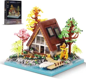 STMIGAIBLOCKS 2688PCS A-Frame Wooden Cabin Building Blocks Toys,Buildable Medieval House Mini Building Block Set,A Wonderful Collection for Architecture Lovers or 14  Kids