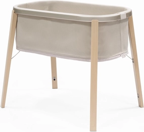 Stokke Snoozi Bassinet, Sandy Beige - Grows with Babies from Birth to 9 Months - Portable, Lightweight Design - Includes Firm Mattress