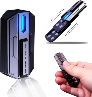STONESTAR Mecha Fidget Slider, Glow-in-The-Dark Magnetic Metal Fidget Toys, 3-Layer Push Card Sensory Toys EDC Fidget Toy for Adults, Helps Relieve ADHD/Anxiety/Stress (Blue Light)
