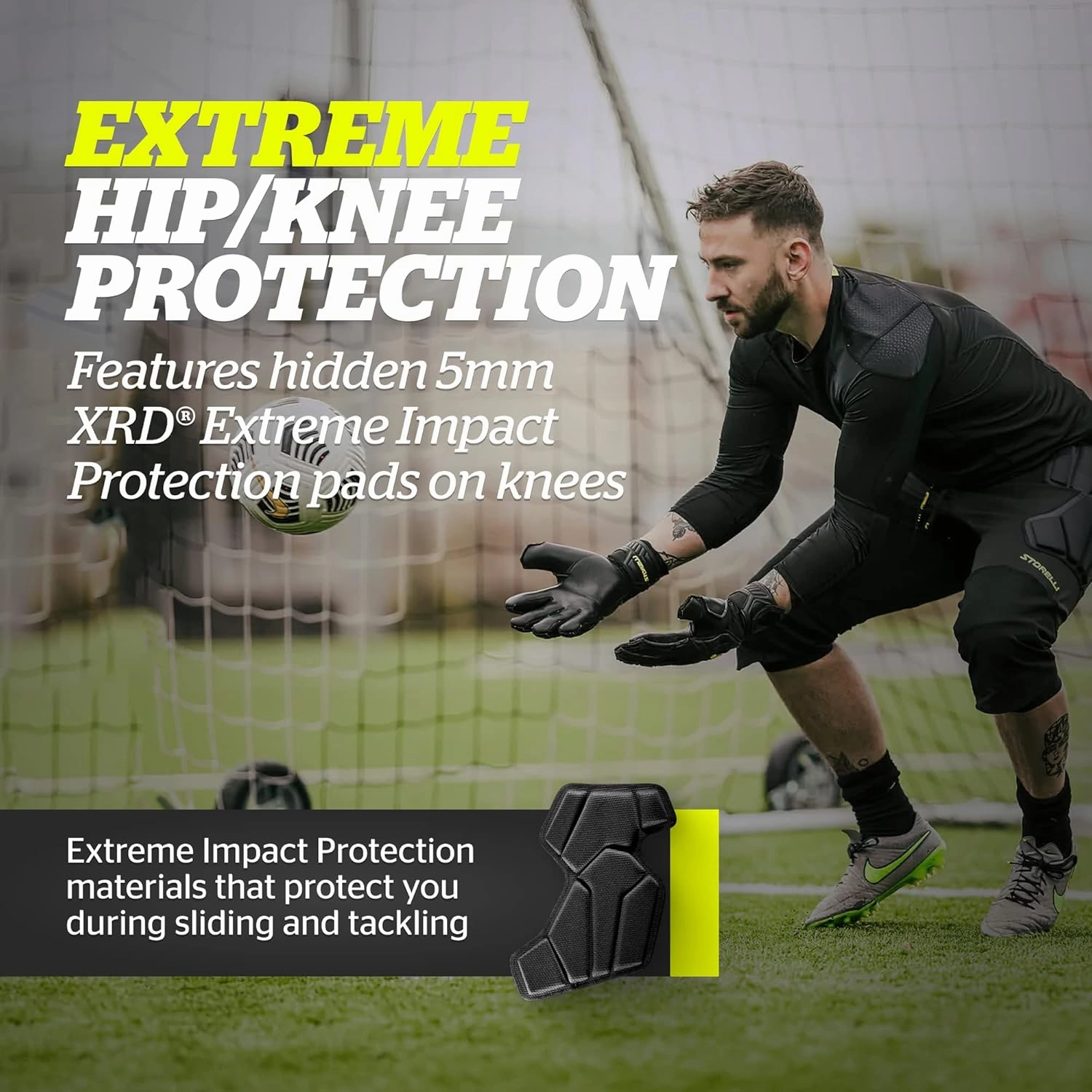 Storelli ExoShield Goalkeeper Pants, High-Impact Protection, Sweat-Wicking, UV-Resistant Athletic Bottoms for Soccer