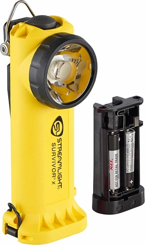 Streamlight 90960 Survivor X 250-Lumen Right-Angle Firefighter's Flashlight with Three (3) "AA Alkaline Batteries, Yellow