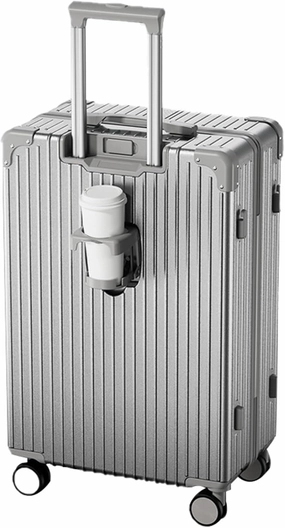 Suitcases With Wheels, Suit Case, Large Capacity Hand Suitcase, Bureau Cross-Buckle Fixing, For Going On A Trip, Men And Women (Color : 20 Rack, Size : Silver)