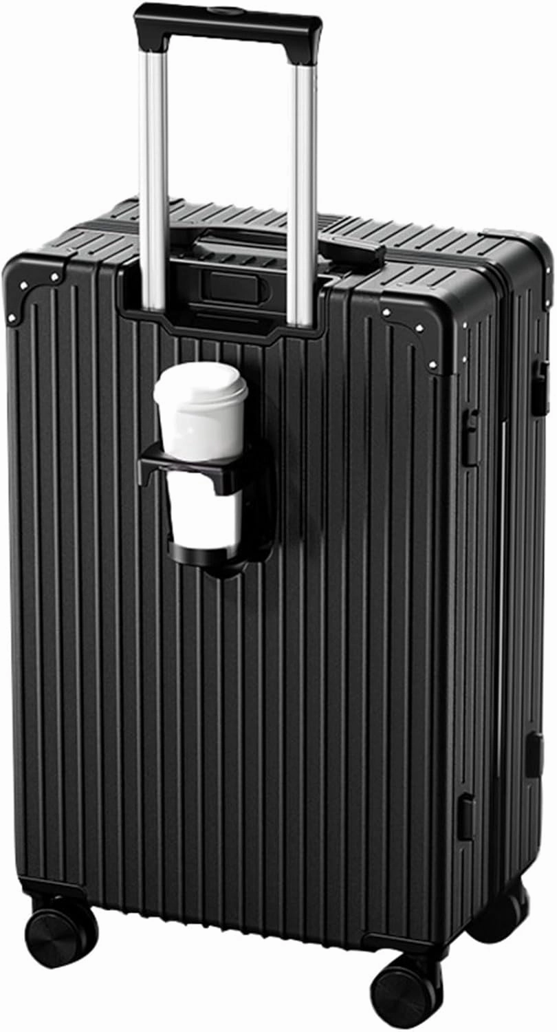 Suitcases With Wheels, Suit Case, Large Capacity Hand Suitcase, Bureau Cross-Buckle Fixing, For Going On A Trip, Men And Women (Color : 22 Rack, Size : Black)