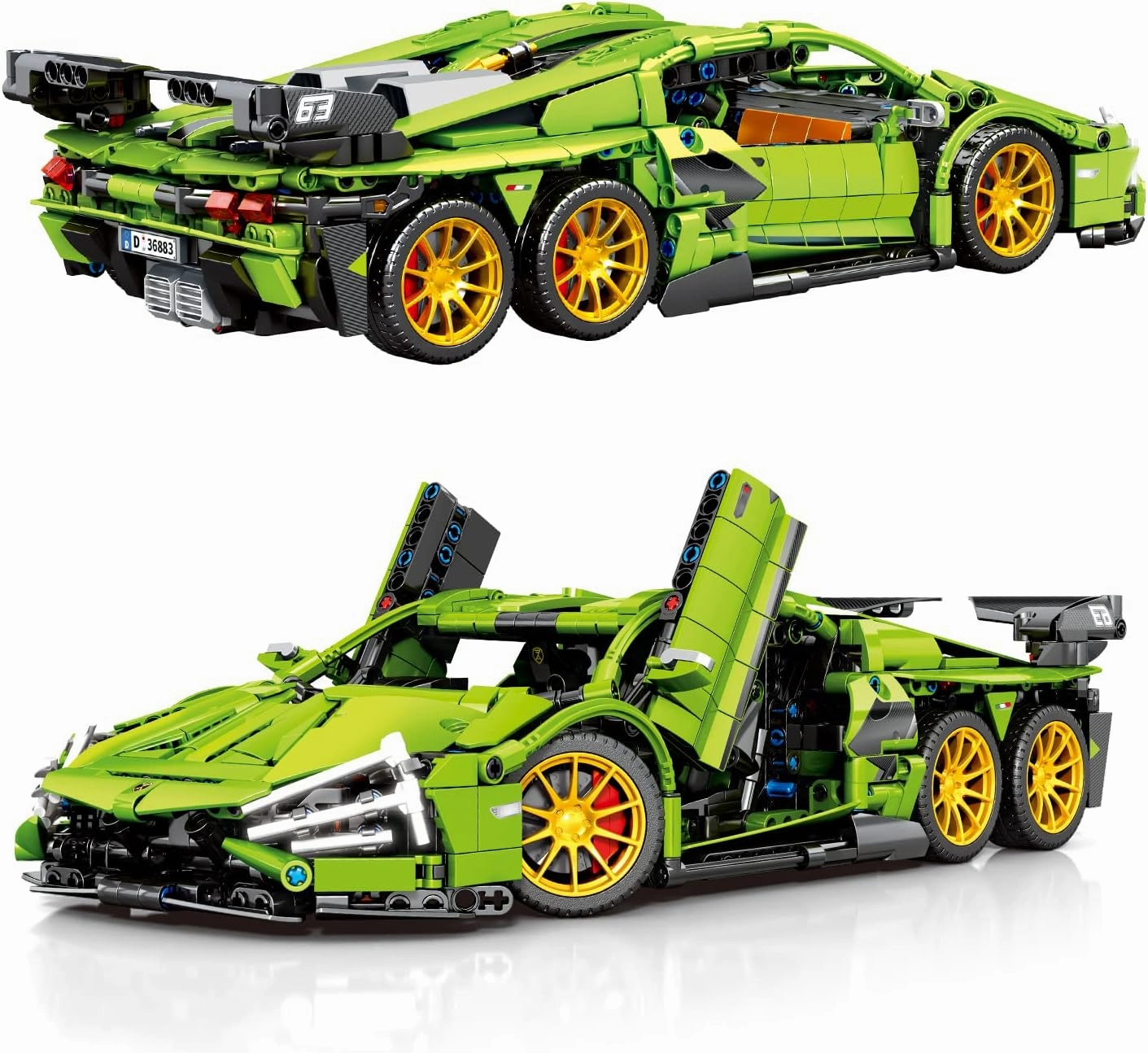 Super Sports Car Building Kit,1:14 Scale Building Blocks Toys,6X6 Race Car Model,for 14  Year Boys,Adult(1475 Pieces)