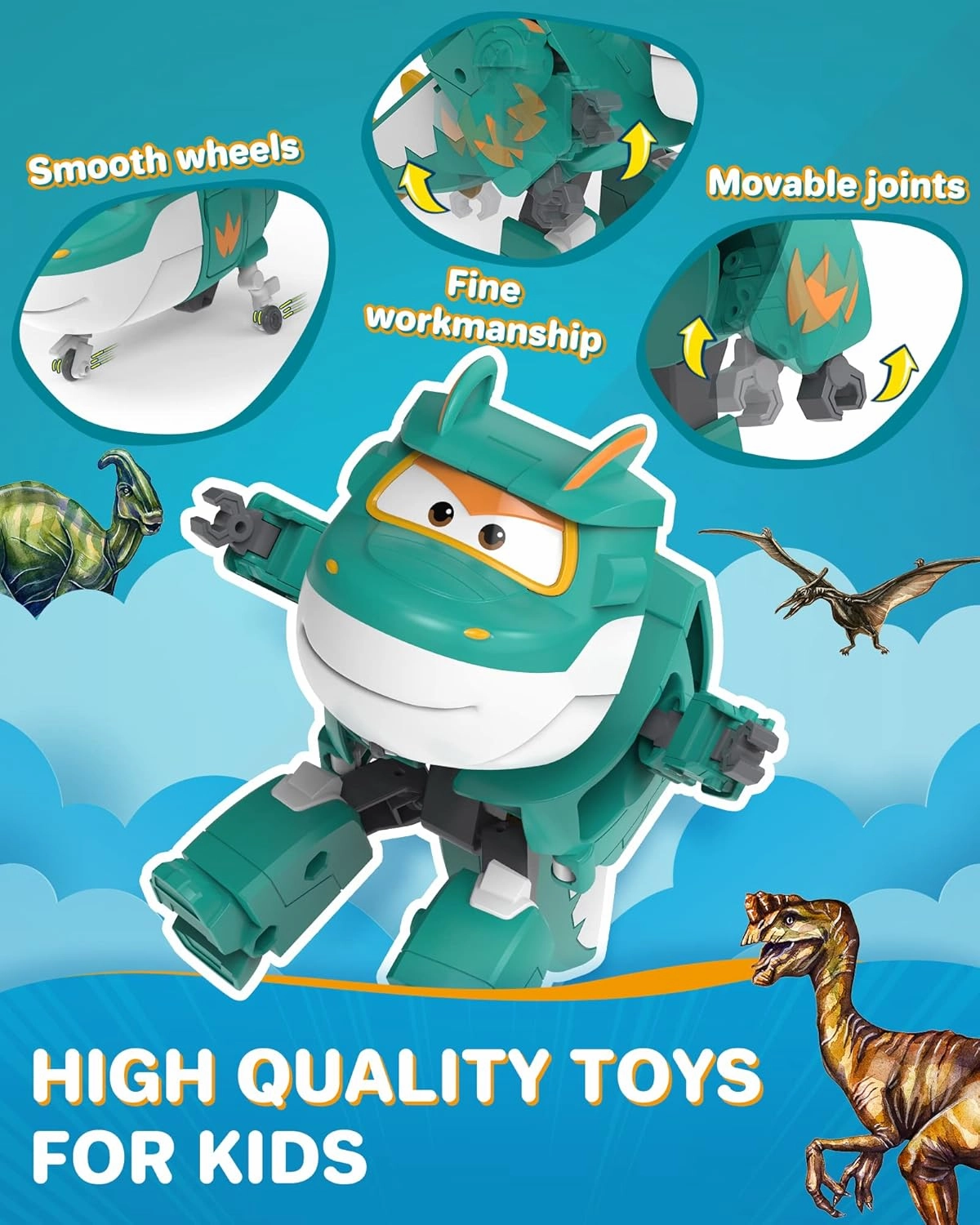 Super Wings 5 in Transformable Toys Tino, Transforming Airplane Robot for Boys and Girls, Action Figures Dinosaur Toy for Kids Age 3 4 5 6 7 8 9 