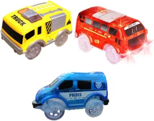 SUPVOX 3pcs Luminous Track Car Toys Flashing Led Lights Children Track Car Mini Electric Toy No Battery Required