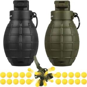 Tactical Toy Hand Grenade Bomb for Nerf CS Battle Game,2Pcs Fun Impact Pull Ring Fall Resistant Refillable Grenade Toy with 20 Foam Ammo for 14  Outdoor Sport