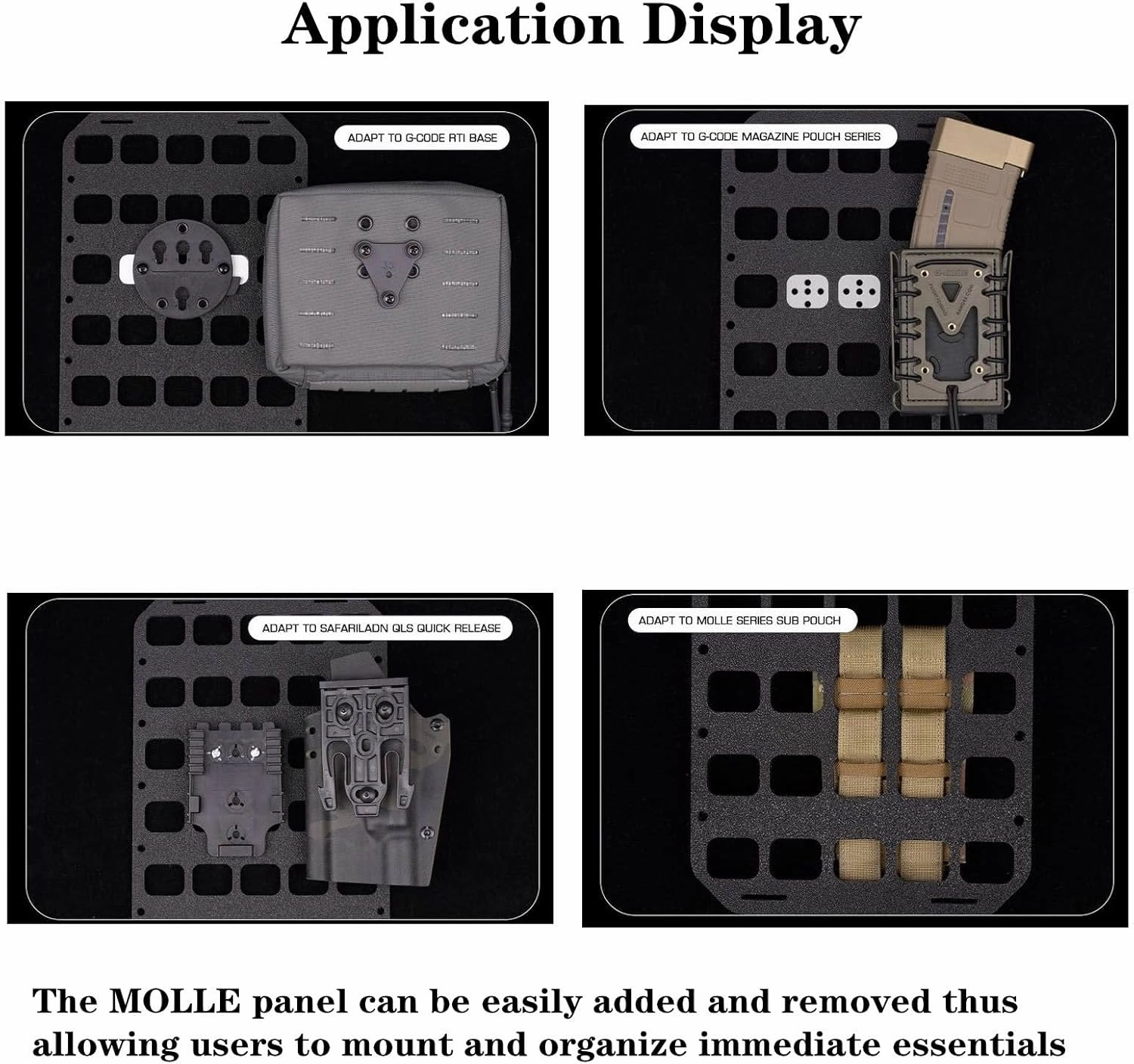 Tactical Molle Panel 8x12.5inch Portable Gear Organizer with Handle Insert Backpack Tactical Equipment Storage Pouches, Molle Panel Rack Mount Connection Fittings