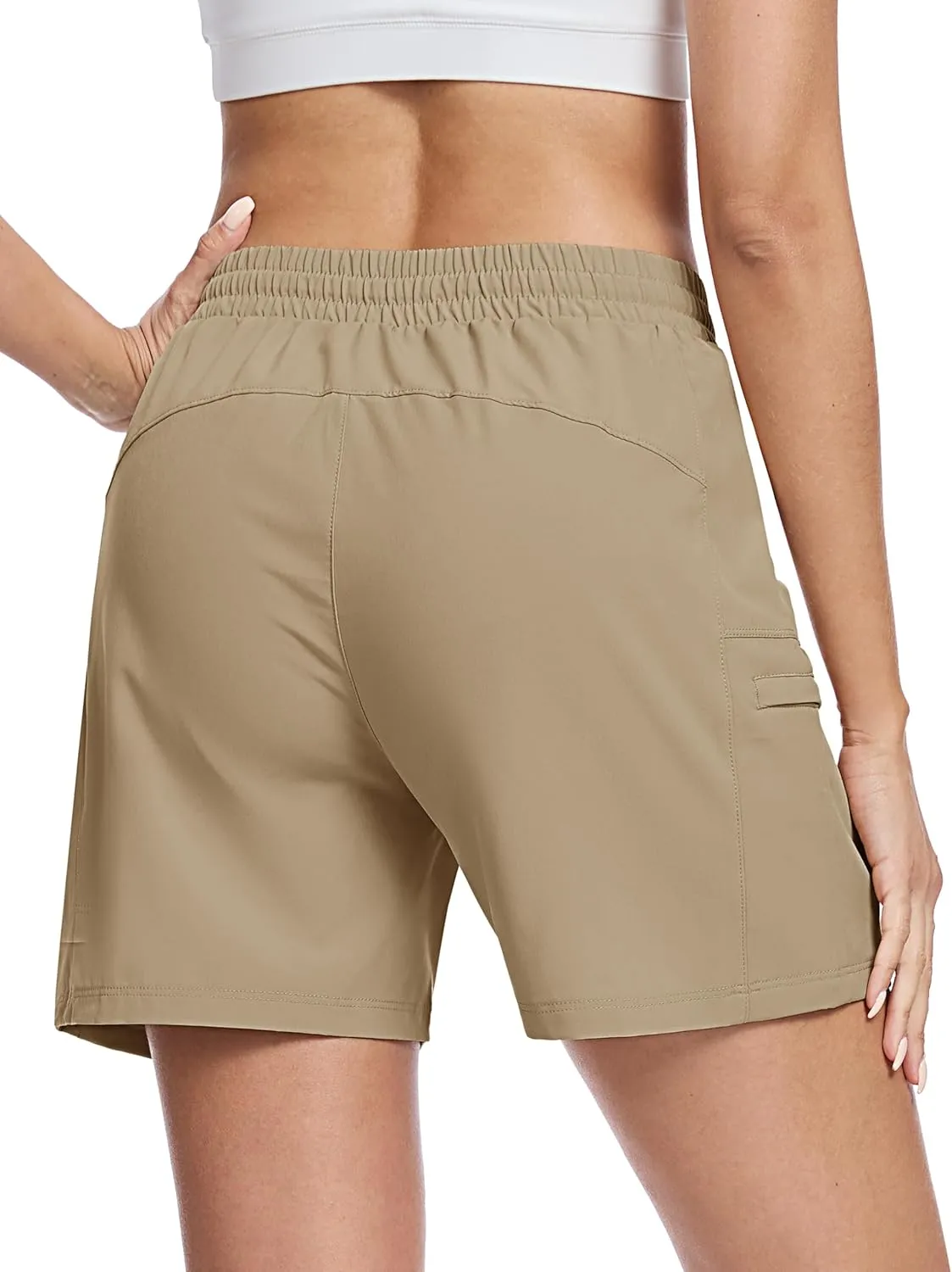 TACVASEN Women's Hiking Cargo Shorts Lightweight Water Resistant 5" Athletic Shorts with Zipper Pockets Golf Summer