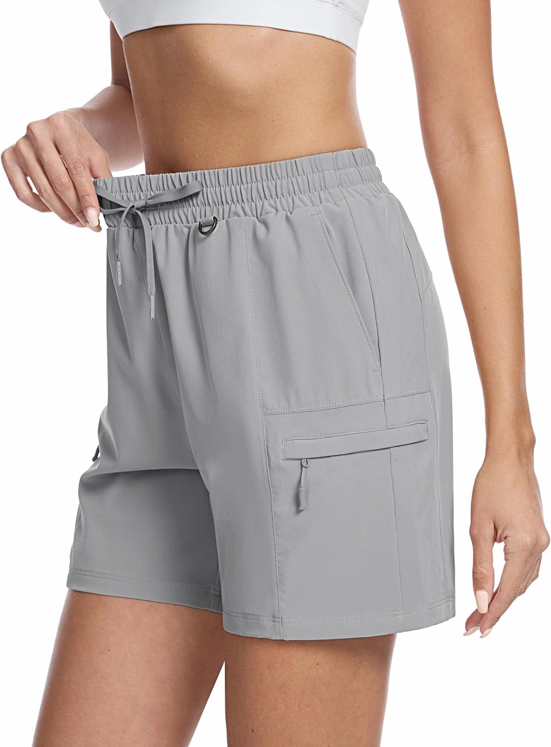 TACVASEN Women's 5" Hiking Cargo Shorts Lightweight Water Resistant Athletic Shorts with Zipper Pockets Golf Summer
