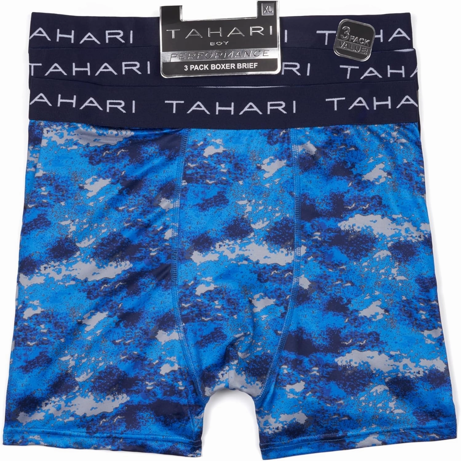 TAHARI Big Boys Printed and Solid Boxer Briefs Underwear with Logo Waistband