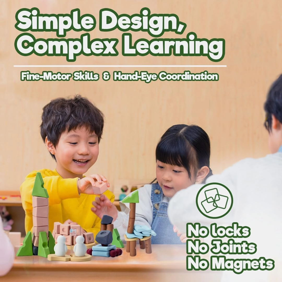 Taksa Toys Creative Unique Building Stem Toys for Kids Ages 4 5 6 7  Educational Blocks Resources for Learning, Open-Ended Montessori Toys for Girls Boys Fine Motor Skills, Reggio Emilia Toys 72 Pcs
