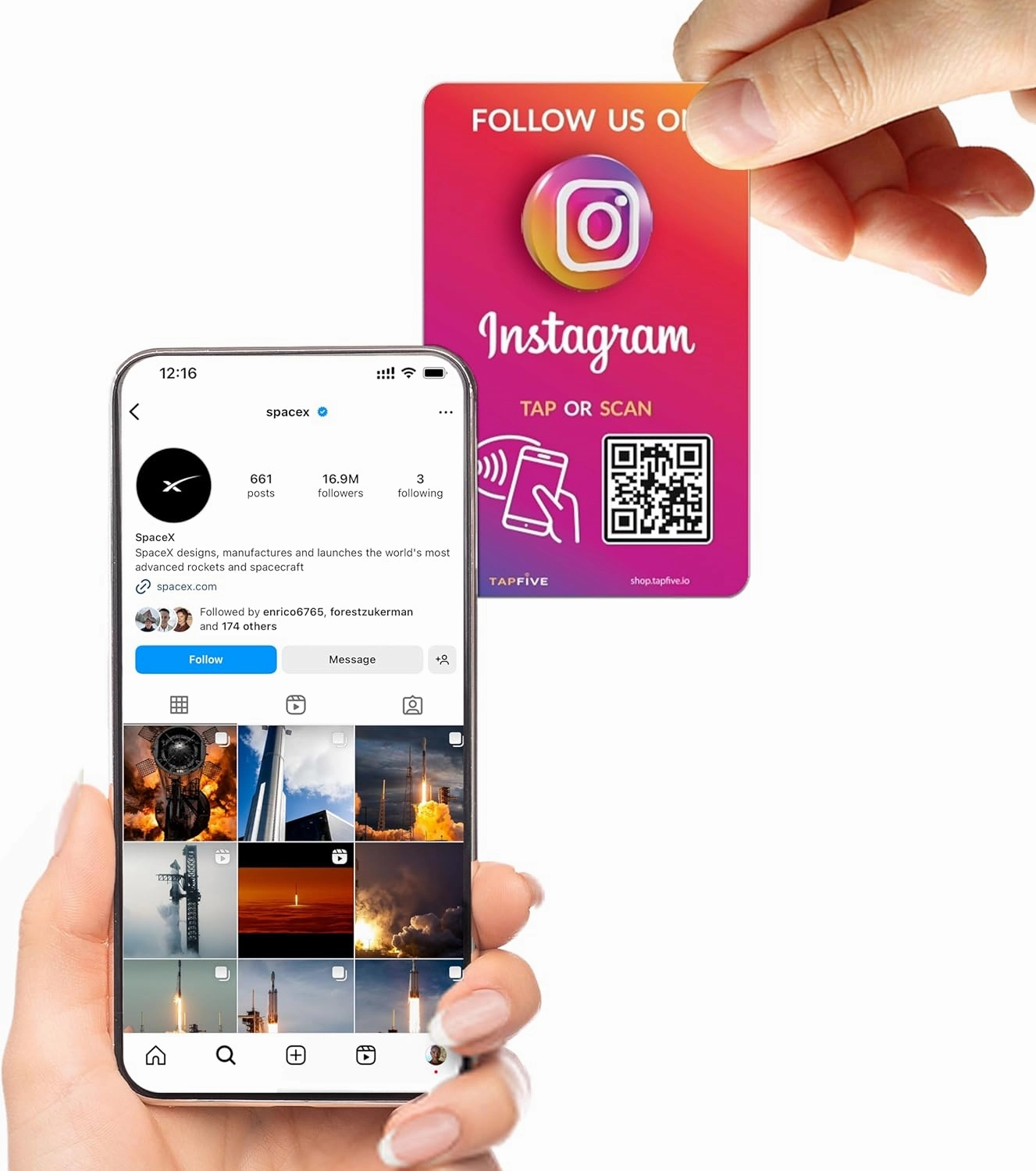 TapFive Google Review Tap Cards   Follow Us on Instagram Facebook TikTok - Tap for Instant Reviews & Followers - All Phones Compatible - Reusable NFC & QR (5-Pack Social Pack)