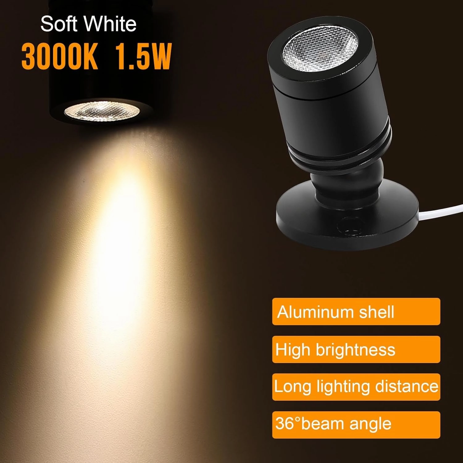 Taysing LED Spot Light Indoor Picture Lights Art Lights Accent Lights Little Spotlight for Painting Picture Plants Jewelry Showcase Model Display Shelves UnderCabinet(Soft White 4 Pack Dimming&Timing)