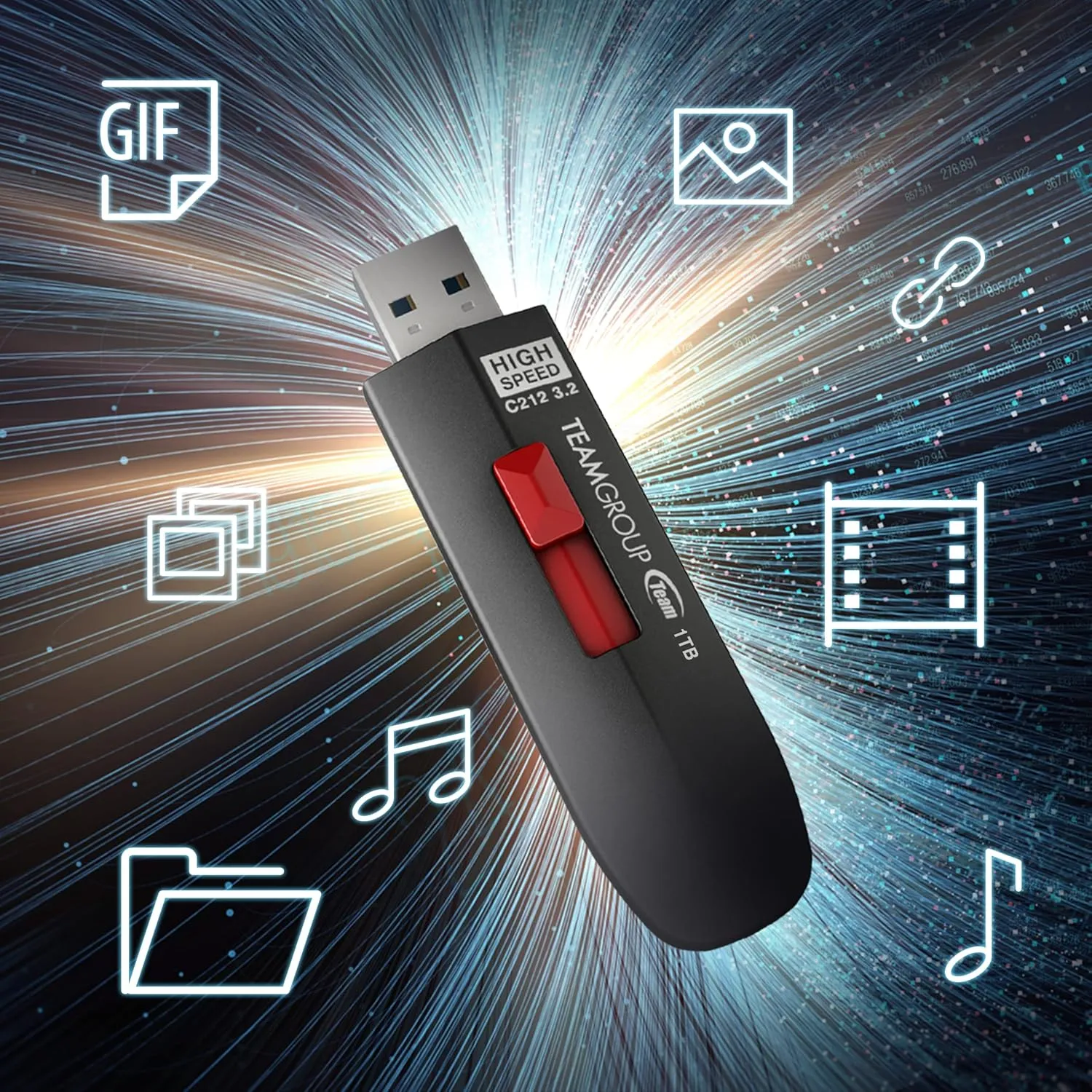 TEAMGROUP C212 Extreme Speed 256GB 1000/800MB/s USB 3.2 Gen 2 Easy Push-and-Pul Flash Thumb Drive External Data Storage Memory Stick Compatible with Computer/Laptop/PS4 PS5 TC2123256GB01