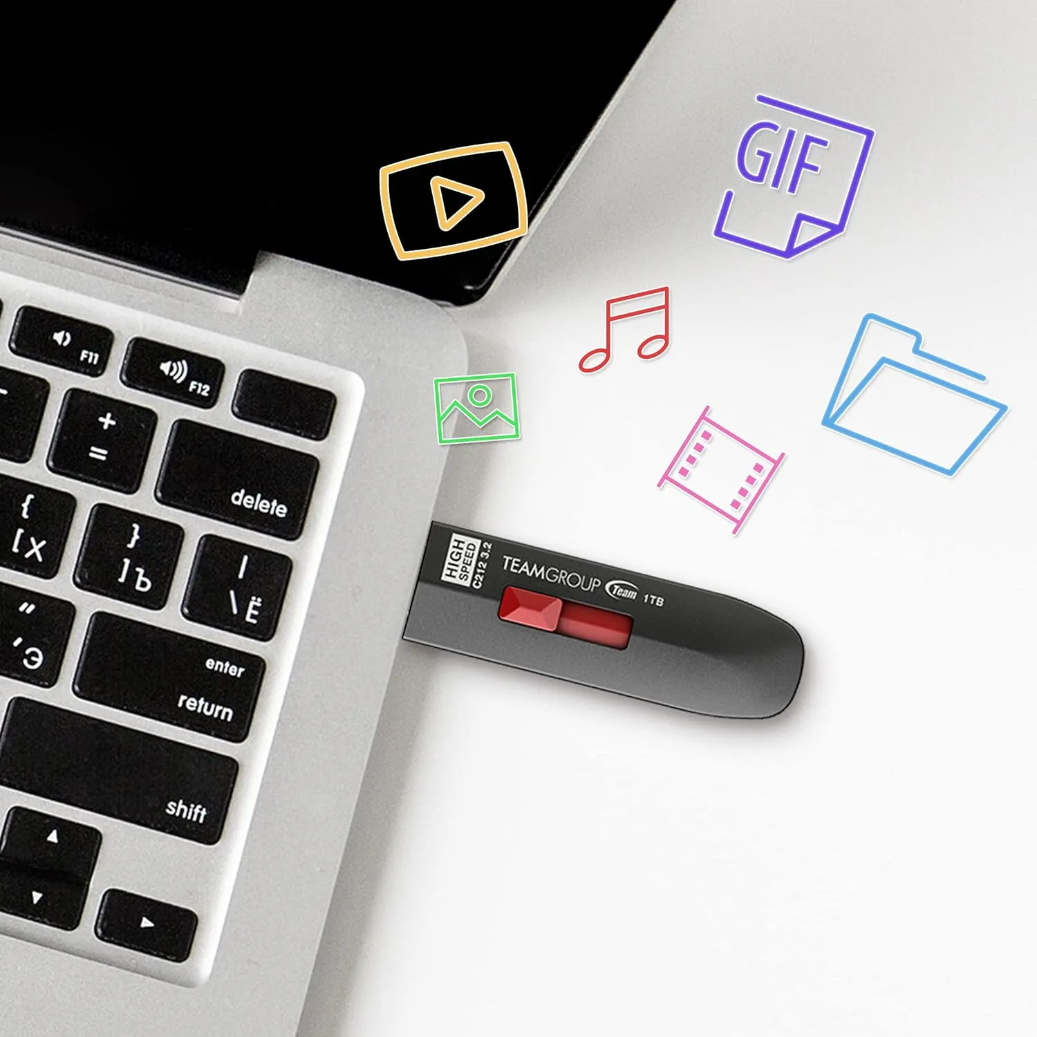 TEAMGROUP C212 Extreme Speed 256GB 1000/800MB/s USB 3.2 Gen 2 Easy Push-and-Pul Flash Thumb Drive External Data Storage Memory Stick Compatible with Computer/Laptop/PS4 PS5 TC2123256GB01