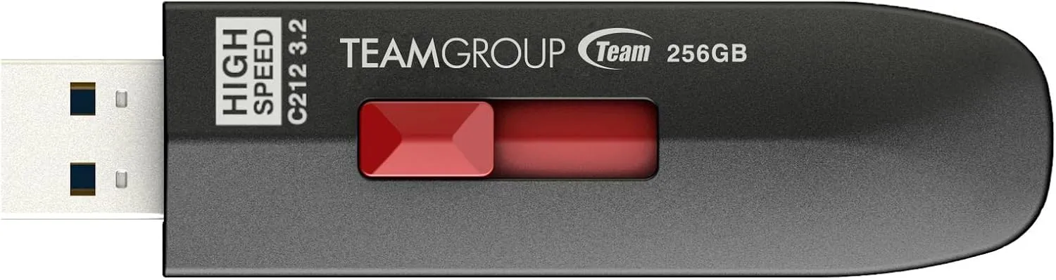 TEAMGROUP C212 Extreme Speed 256GB 1000/800MB/s USB 3.2 Gen 2 Easy Push-and-Pul Flash Thumb Drive External Data Storage Memory Stick Compatible with Computer/Laptop/PS4 PS5 TC2123256GB01