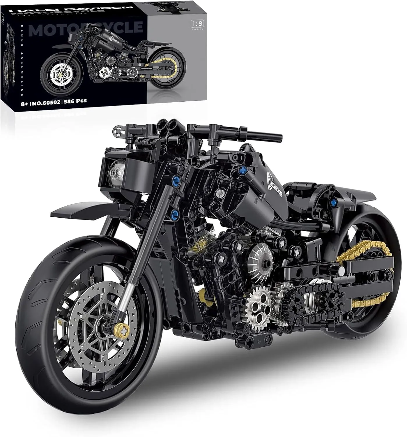 Technic Motorcycle Building Set, 1:8 Scale MOC Motorcycle Model Kit for Adults, Collectible Cool Toys Gifts for Boys Kids Teens 8  (538 PCS)