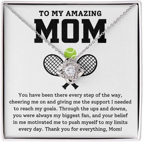 Tennis Mom Necklace Silver Plated Love Knot Standard - You Have Been There Every Step - Sport Athlete Meaningful Mother's Day Appreciation