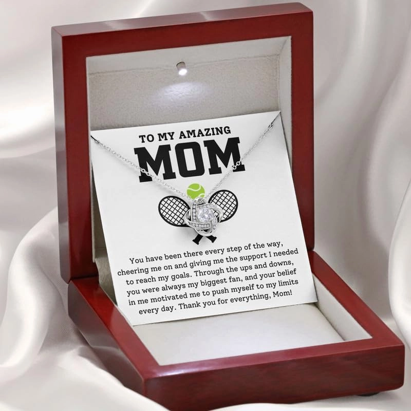 Tennis Mom Necklace Silver Plated Love Knot Standard - You Have Been There Every Step - Sport Athlete Meaningful Mother's Day Appreciation