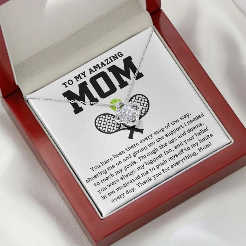 Tennis Mom Necklace Silver Plated Love Knot Standard - You Have Been There Every Step - Sport Athlete Meaningful Mother's Day Appreciation