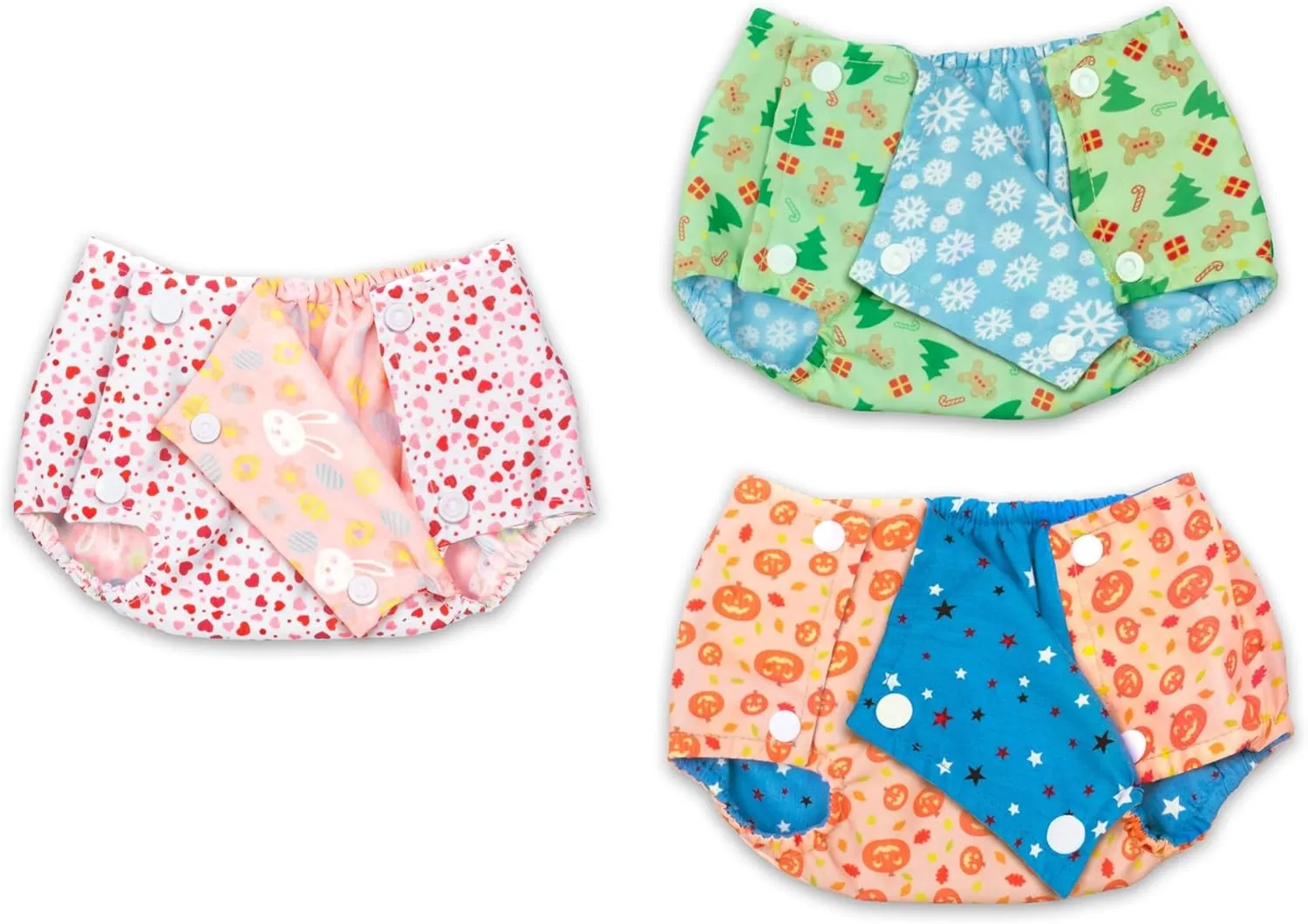 The Ashton-Drake Galleries Baby Doll Clothes Set, 4 Pieces, Reversible Holiday Diaper Covers and T-Shirt, Fits 16-20 Inch Dolls