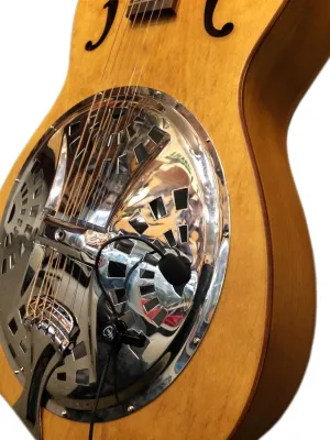 The Feather Vintage Dobro Resonator Guitar Pickup with Flexible Micro-Gooseneck by Myers Pickups