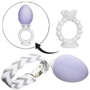 The Teething Egg and Grippie Ring - Baby Development Toys Newborn to 12 Months, 3, 4, 6 Up to 18 Months Old Boy or Girl, Sensory Toys, A Baby Registry Must Have, Lavender