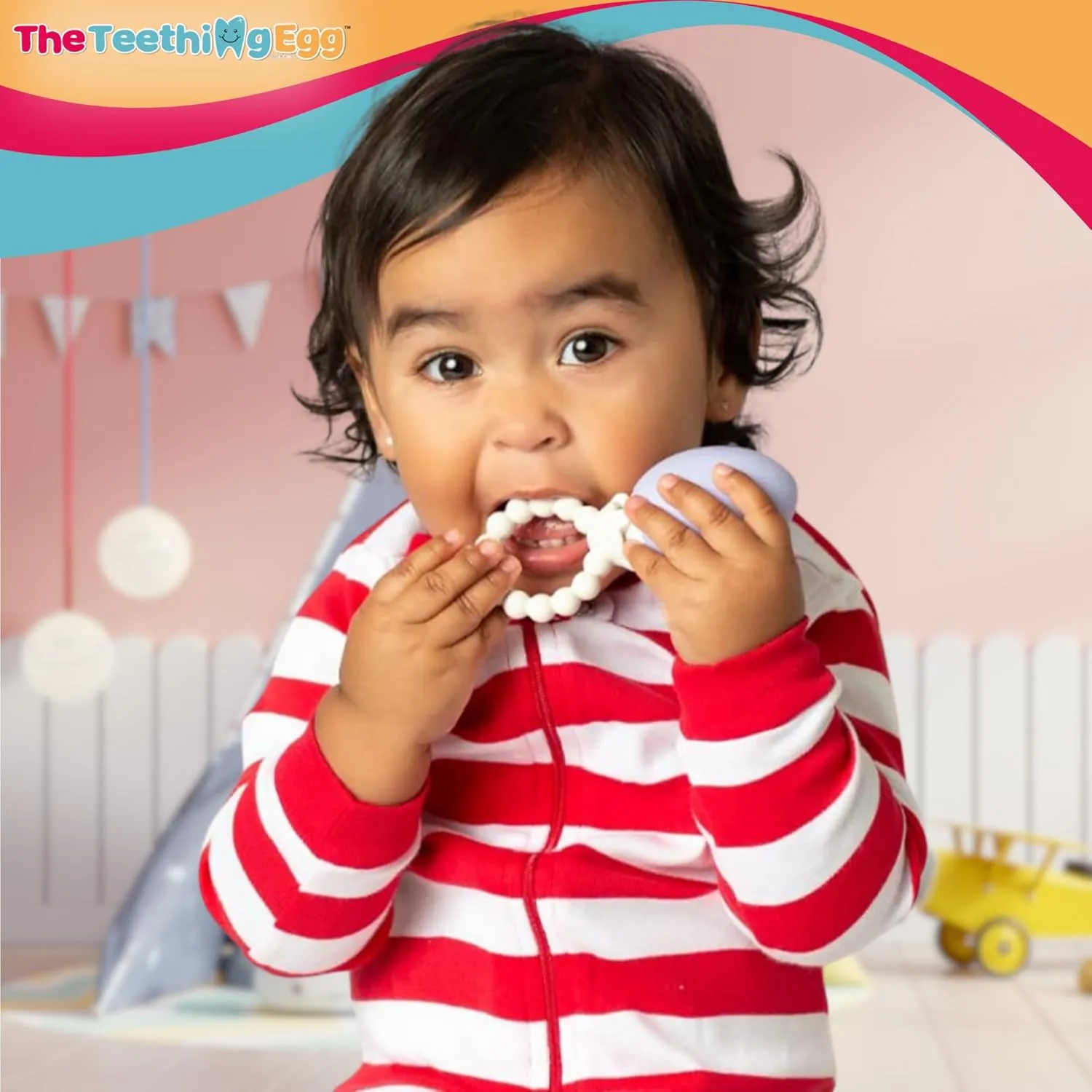The Teething Egg and Grippie Ring - Baby Development Toys Newborn to 12 Months, 3, 4, 6 Up to 18 Months Old Boy or Girl, Sensory Toys, A Baby Registry Must Have, Lavender
