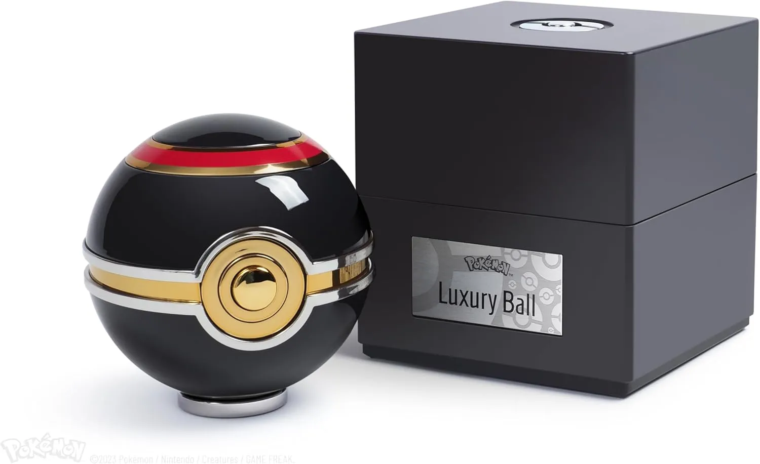 The Wand Company Original Poké Ball Authentic Replica - Realistic, Electronic, Die-Cast Poké Ball with Display Case Light Features – Officially Licensed by Pokémon