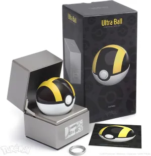 The Wand Company Pokémon 25th Anniversary Silver Box Edition Poké Ball – Realistic, Electronic, Die-Cast Poké Ball with Display Case Light Features (Ultra Ball)