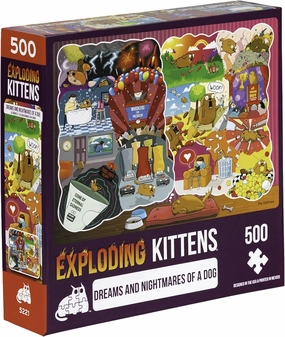 The Dreams & Nightmares of a Dog Jigsaw Puzzle by Exploding Kittens - 500 Pieces, Ideal for Adults, Teens, and Kids - A Funny and Artistic Dog-Themed Puzzle