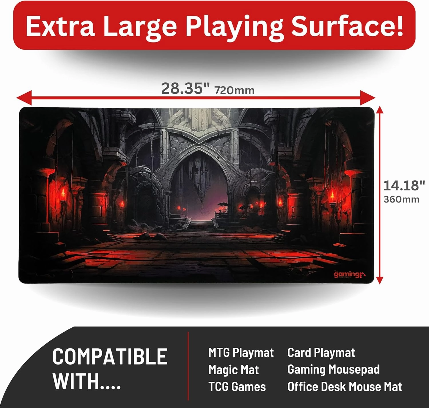 The Gaming Mat Company Single Player MTG Playmat & Mouse Pad – 28" x 14" Dungeon Gaming Mouse Pad Compatible with Magic: The Gathering playmats, MTG Cards, TCG Gaming mat