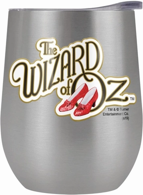 The Wizard of Oz OFFICIAL the Wizard of Oz Ruby Slippers Logo Pattern 12 OZ Stemless Wine Tumbler, Stainless Steel Travel Cup|Lake Tumbler|Insulated with Leak Resistant Slide-Lock Lid, Stainless Steel