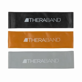 THERABAND Professional Resistance Band Loops Durable Resistance for Strength and Flexibility Exercises, Pilates, Yoga, Stretching, and Physical Therapy, 12" Continuous Loops (Black, Silver, Gold)