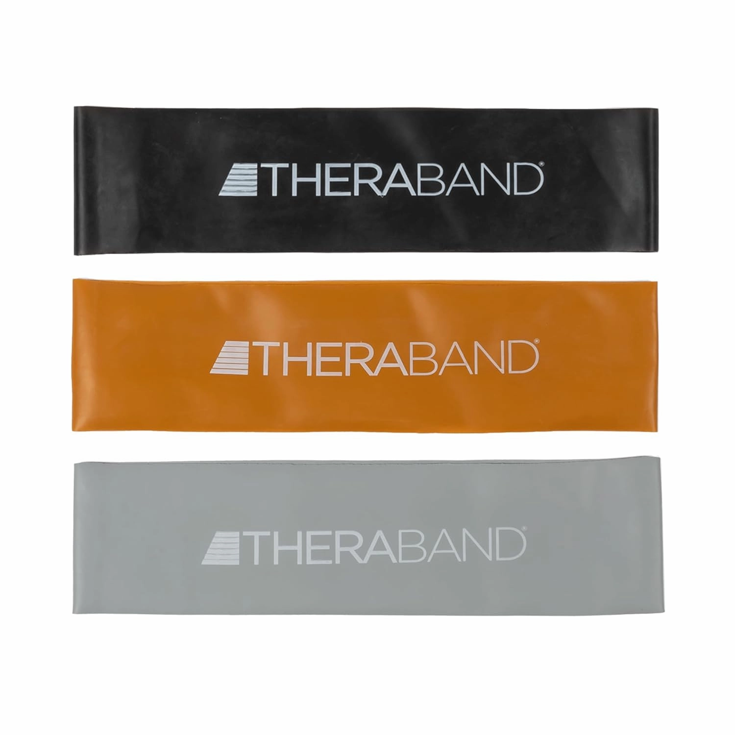 THERABAND Professional Resistance Band Loops Durable Resistance for Strength and Flexibility Exercises, Pilates, Yoga, Stretching, and Physical Therapy, 12" Continuous Loops (Black, Silver, Gold)